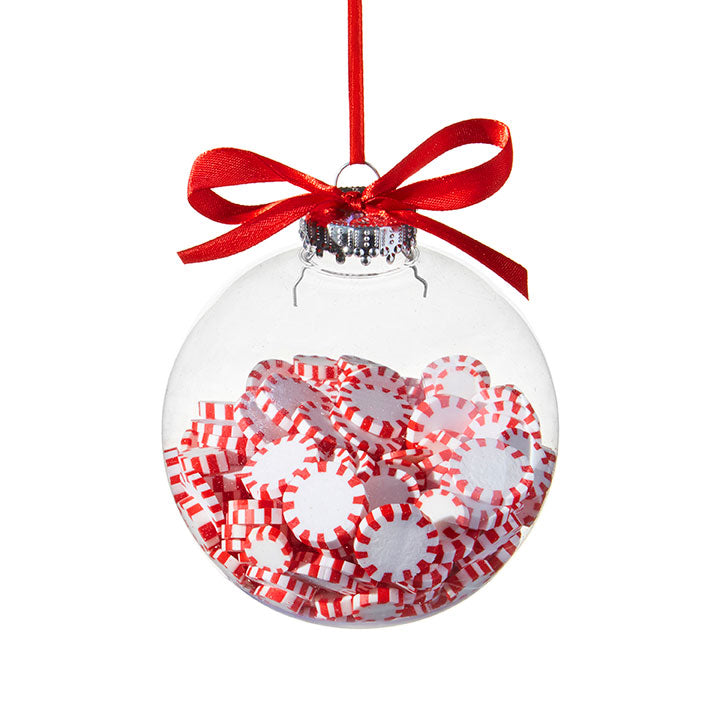 RAZ - Peppermint Filled Christmas Ball Ornament, 4" - Monogram Market