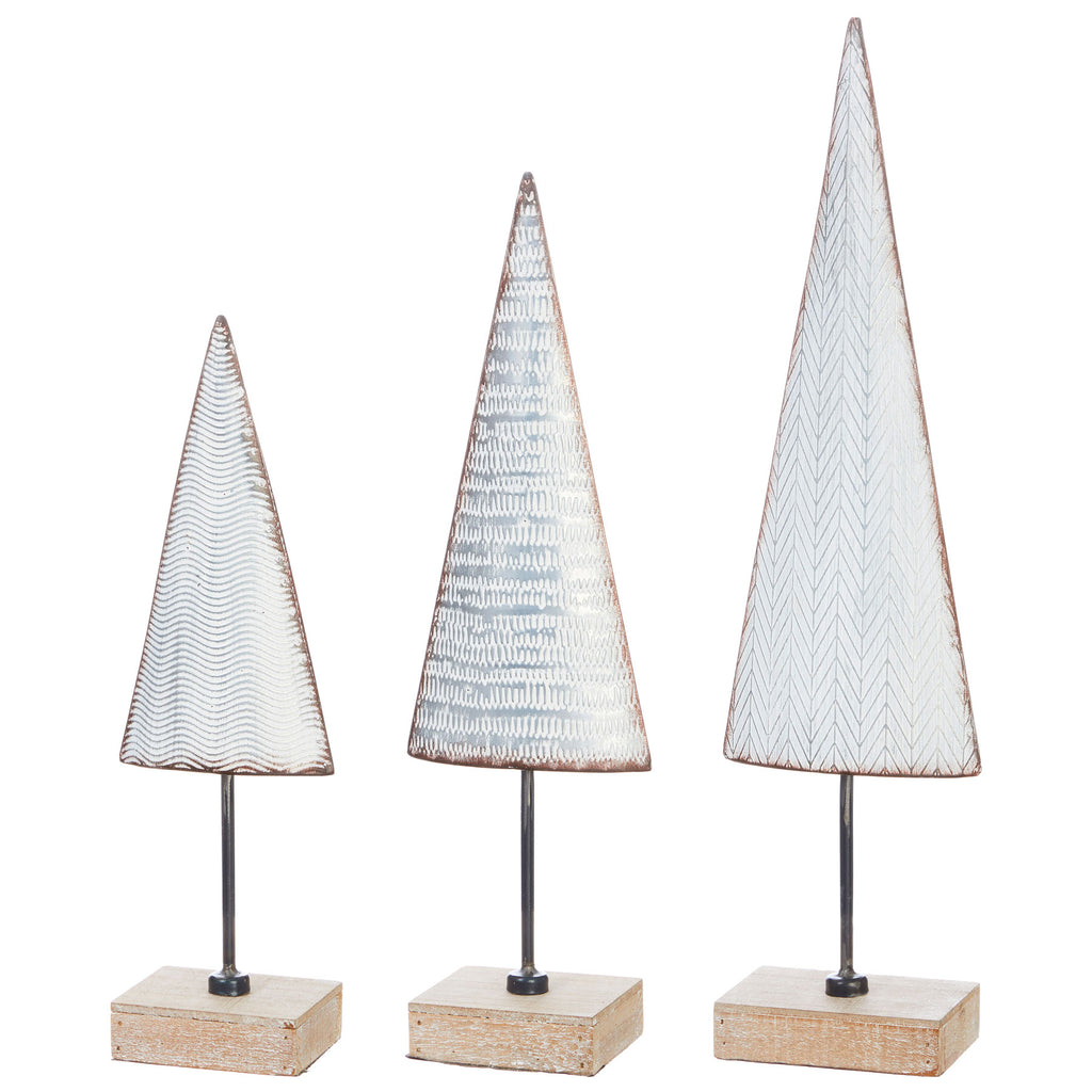 Metal Christmas Trees on Wooden Bases - Monogram Market