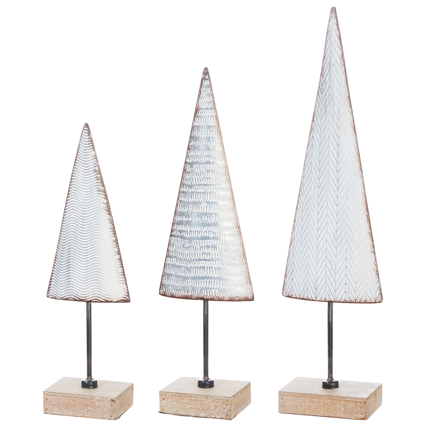 Metal Christmas Tree on Wooden Base