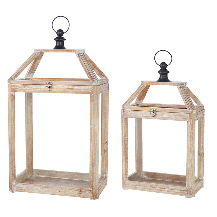 RAZ - Decorative Wooden Lanterns, 24.75" - Monogram Market