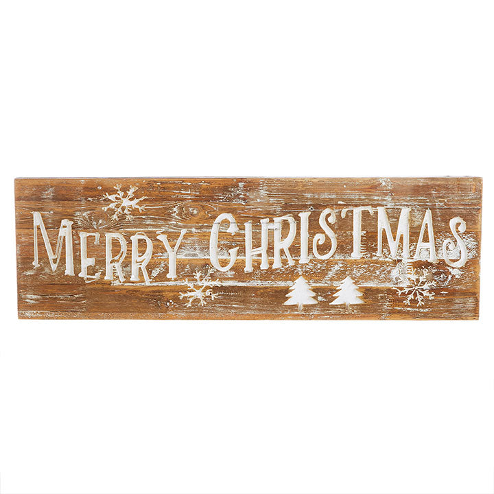 RAZ - Merry Christmas Carved Wood Sign, 31" - Monogram Market