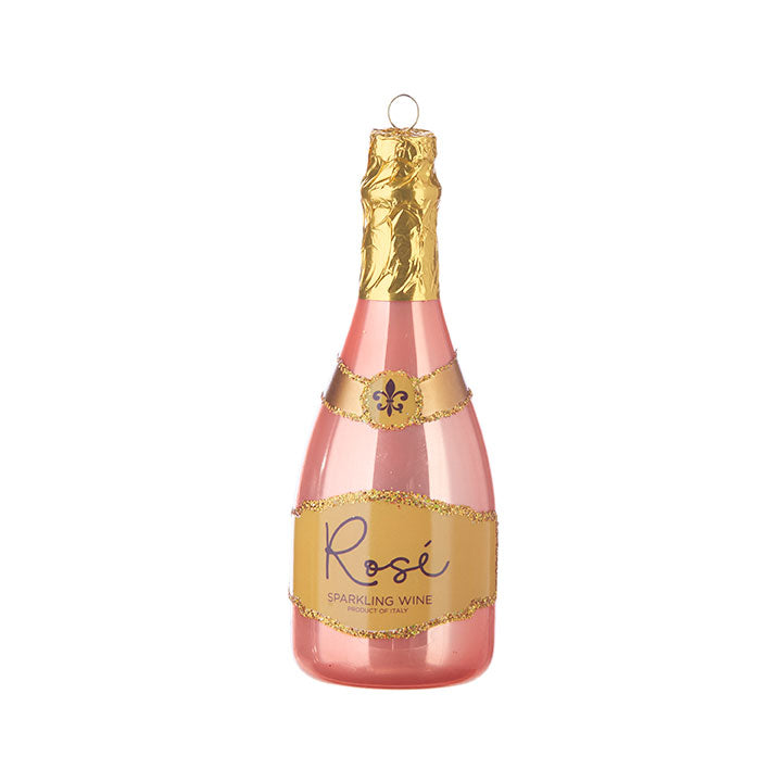 RAZ - Rose Sparkling Wine Christmas Ornament, 6" - Monogram Market