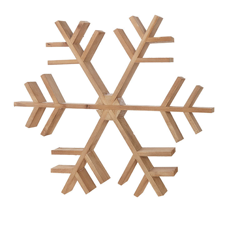 RAZ - Natural Snowflake Wood Decor, 16.5" - Monogram Market