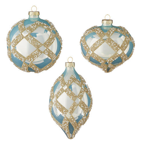 RAZ - Blue Diamond Point Jeweled Christmas Ornaments, 4" - Monogram Market