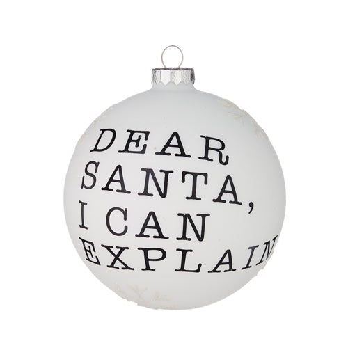 RAZ - Dear Santa Glass Ball Christmas Ornament, 5" - Monogram Market