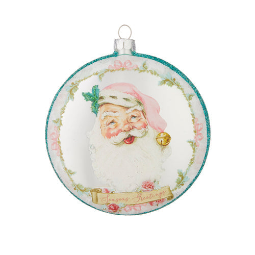 RAZ - Seasons Greetings Santa Disc Ornament, 4" - Monogram Market