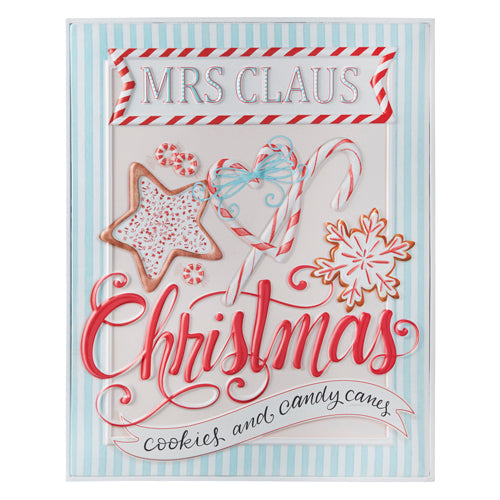 RAZ - Mrs. Claus' Cookie Embossed Metal Christmas Sign, 18.5" - Monogram Market