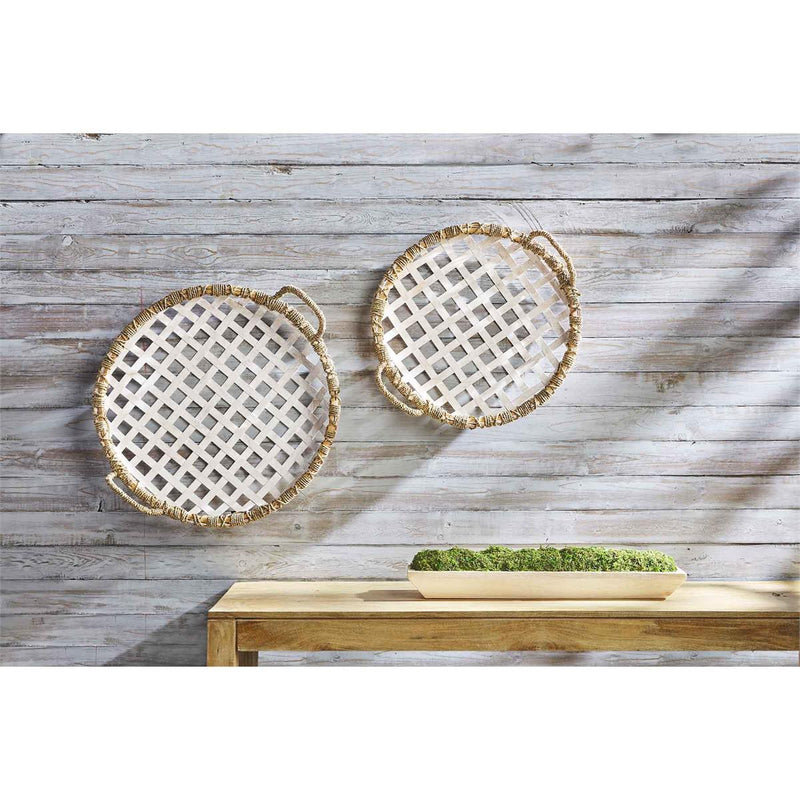 Mud Pie - White Woven Wall Baskets - Monogram Market