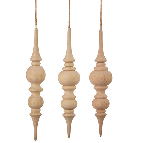Natural Wood Finial Ornament