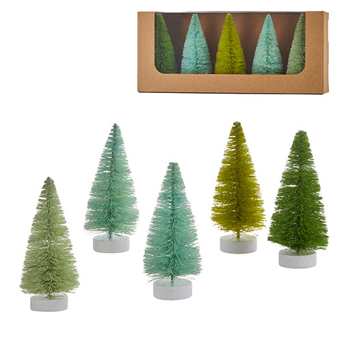 RAZ - Box of Green Bottle Brush Trees, 4.25" - Monogram Market