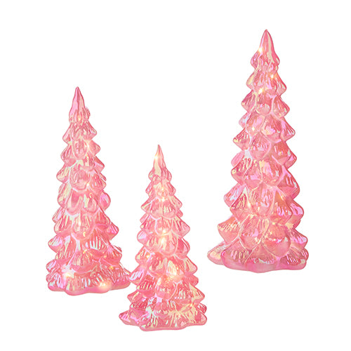 Pink Iridescent Mercury Glass Lighted Christmas Tree - Thumbnail 2
