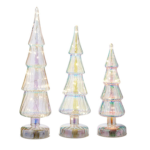 Pink Iridescent Mercury Glass Lighted Christmas Tree - Thumbnail 3