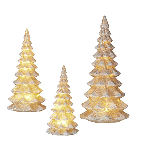 RAZ - Snowy Mercury Glass LED Lighted Christmas Trees - Monogram Market