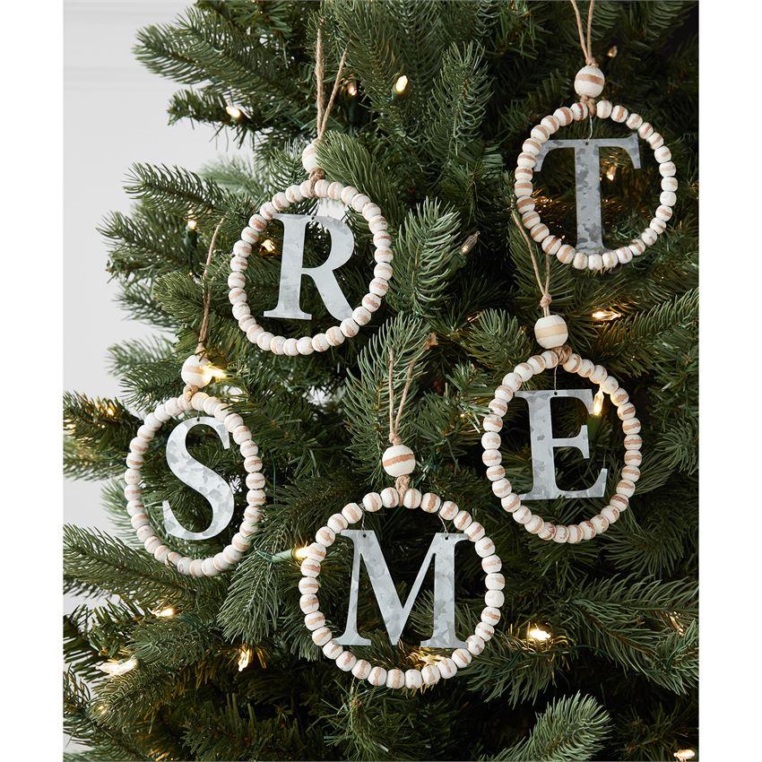 Mud Pie - Initial Beaded Christmas Ornaments - Monogram Market