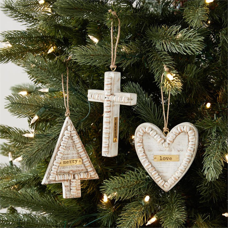 Mud Pie - Beaded Plaque Christmas Ornaments - Monogram Market