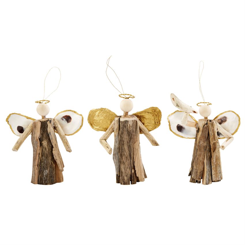 Mud Pie - Gold Angel Oyster Ornaments - Monogram Market