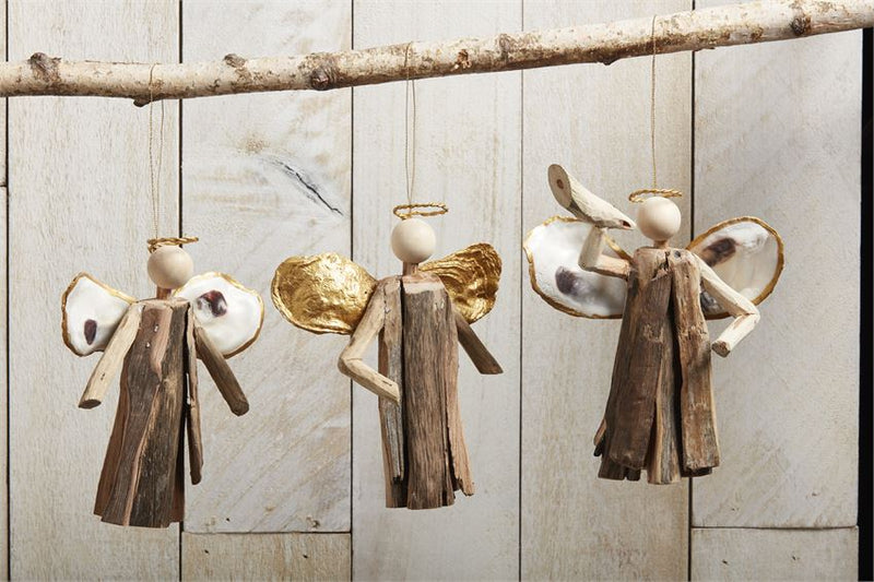 Mud Pie - Gold Angel Oyster Ornaments - Monogram Market