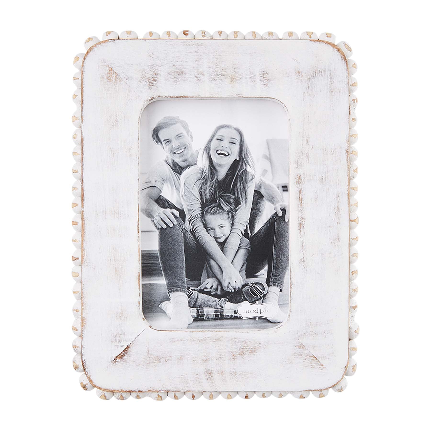 Mud Pie White Beaded Wood Frame - Thumbnail 3