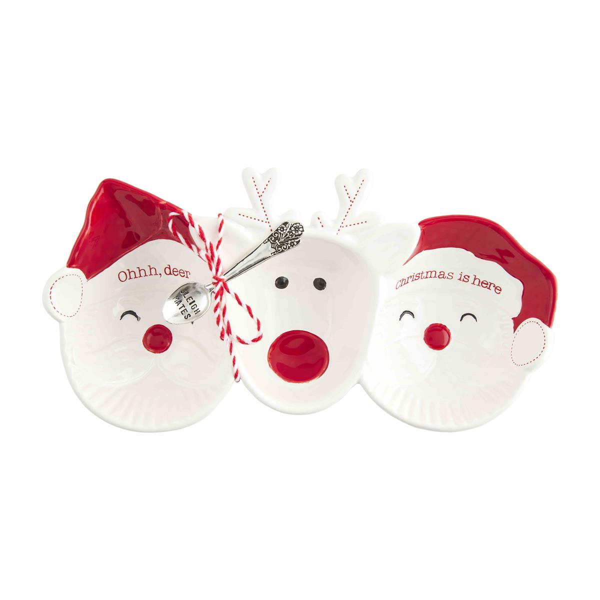 Santa and Reindeer Triple Dip Dish Set