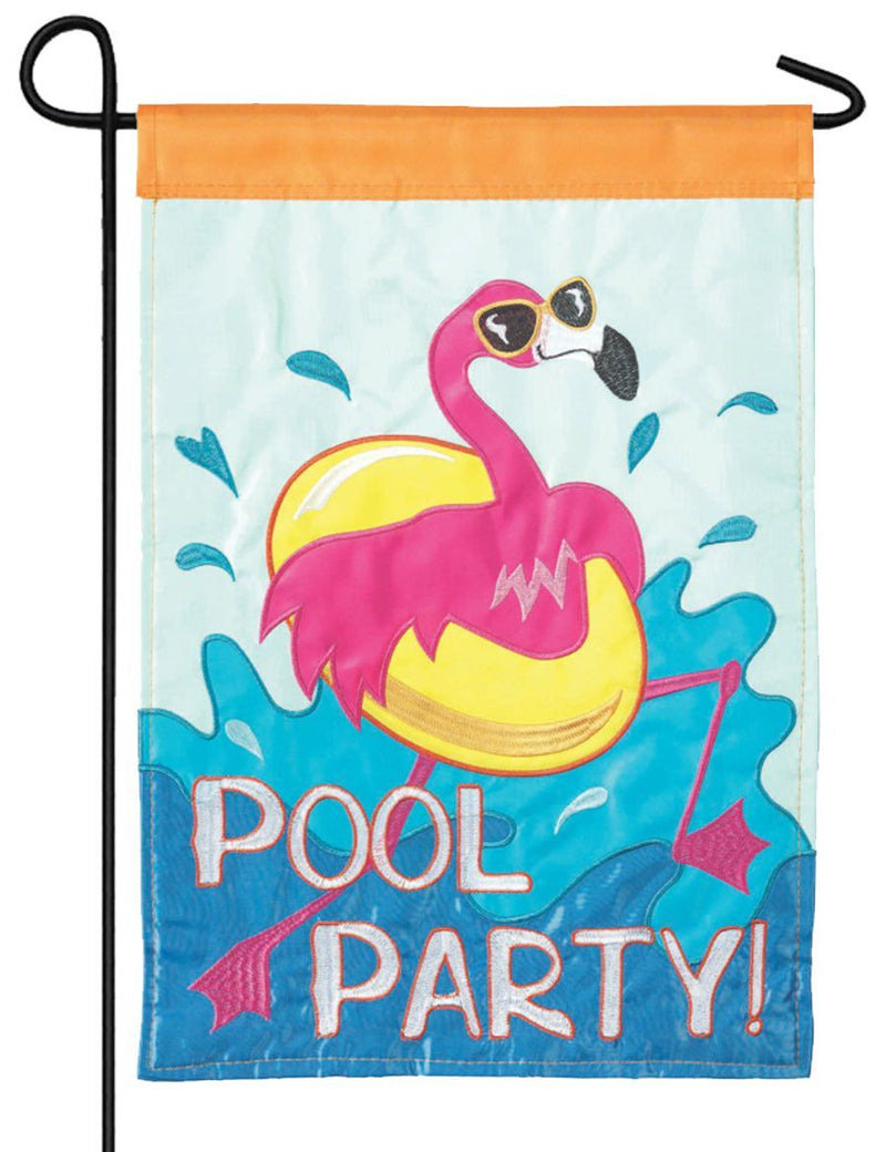 Flamingo Pool Party Double Appliqué Garden Flag - Monogram Market
