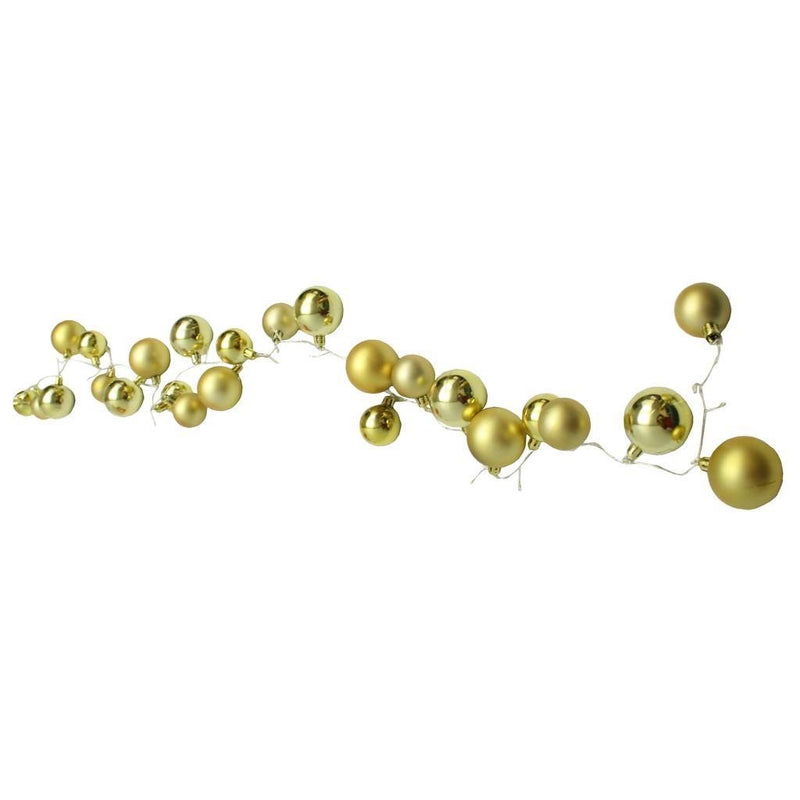 Gold Lighted Christmas Ornament Garland, 58.5" - Monogram Market