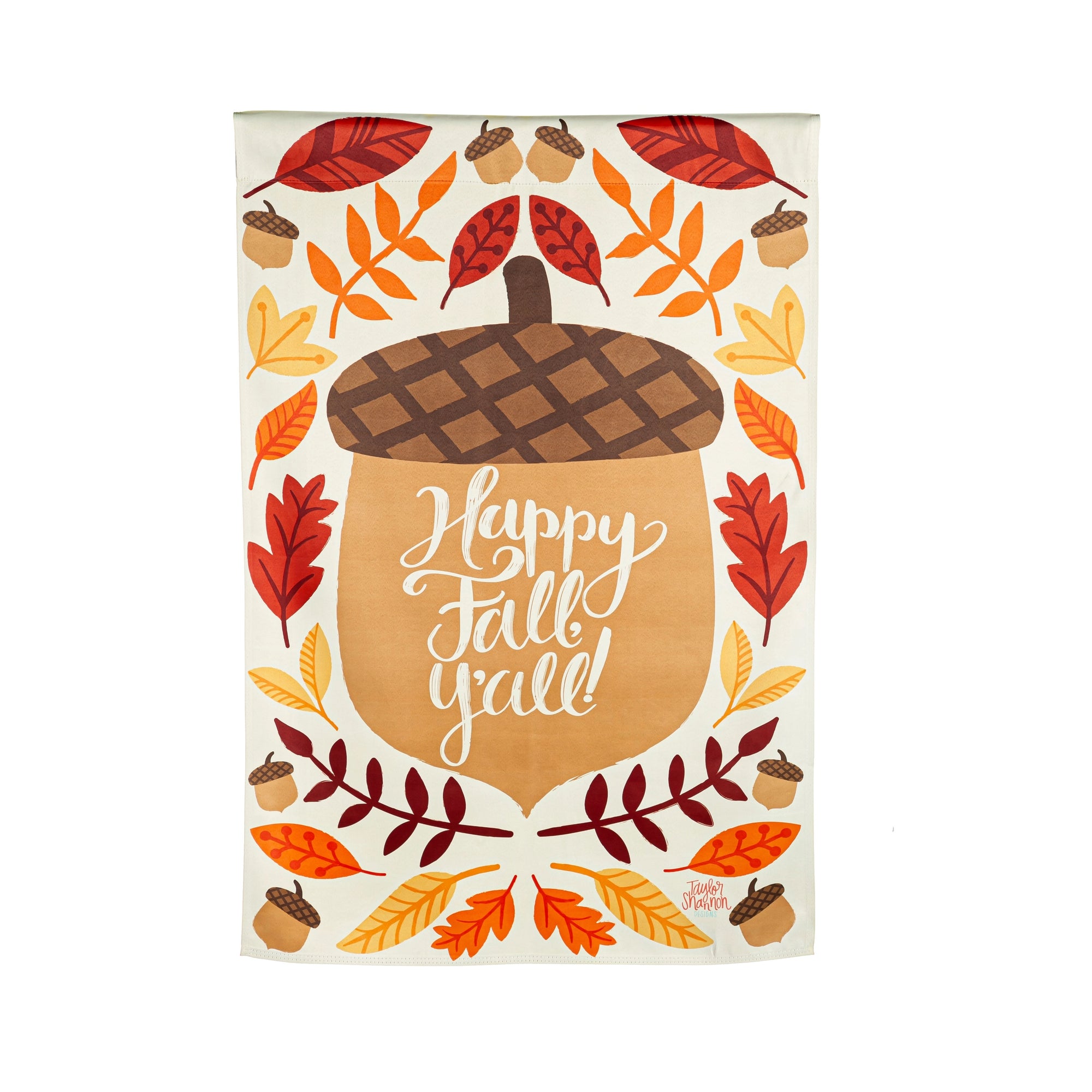 Happy Fall Acorn House Linen Flag