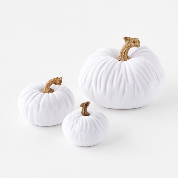 White Porcelain Flocked Pumpkins | Monogram Market