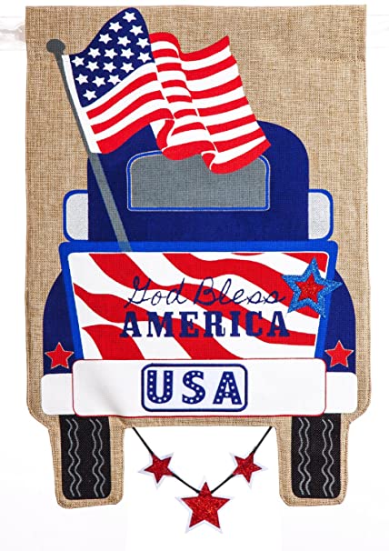 Patriotic Pickup Truck, Garden Flag - Monogram Market