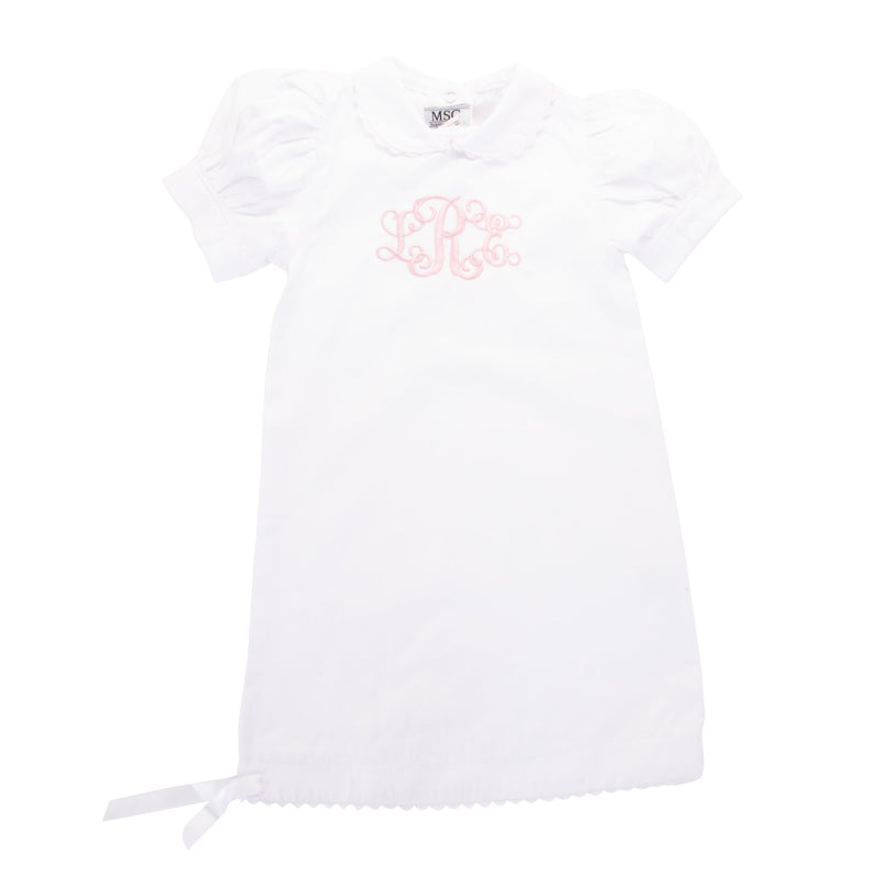 Baby Day Gown, White RicRac Trim - Monogram Market