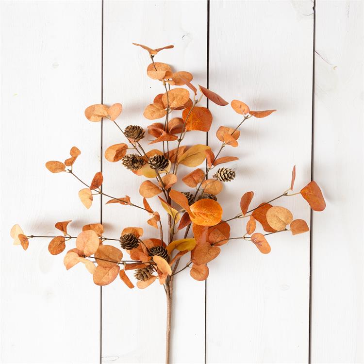 Fall Branch - Orange Eucalyptus w/Pinecones - Monogram Market