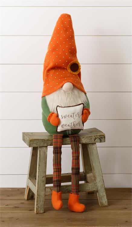 ‘Sweater Weather’ Fall Gnome Shelf Sitter, Large - Monogram Market
