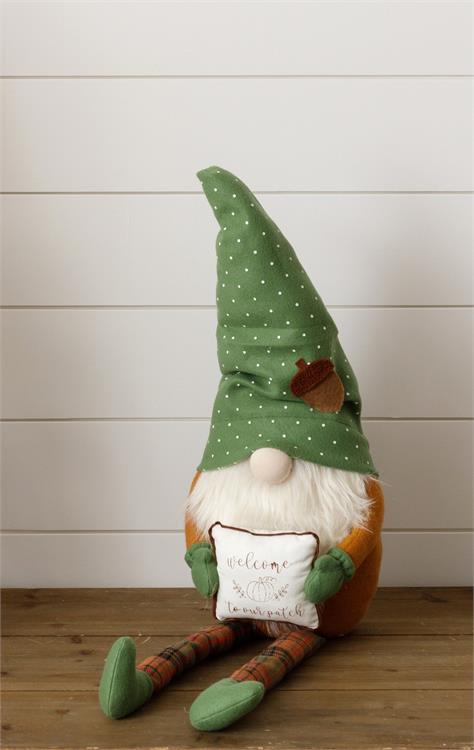 ‘Welcome to our Patch’ Fall Gnome Shelf Sitter, Large - Monogram Market