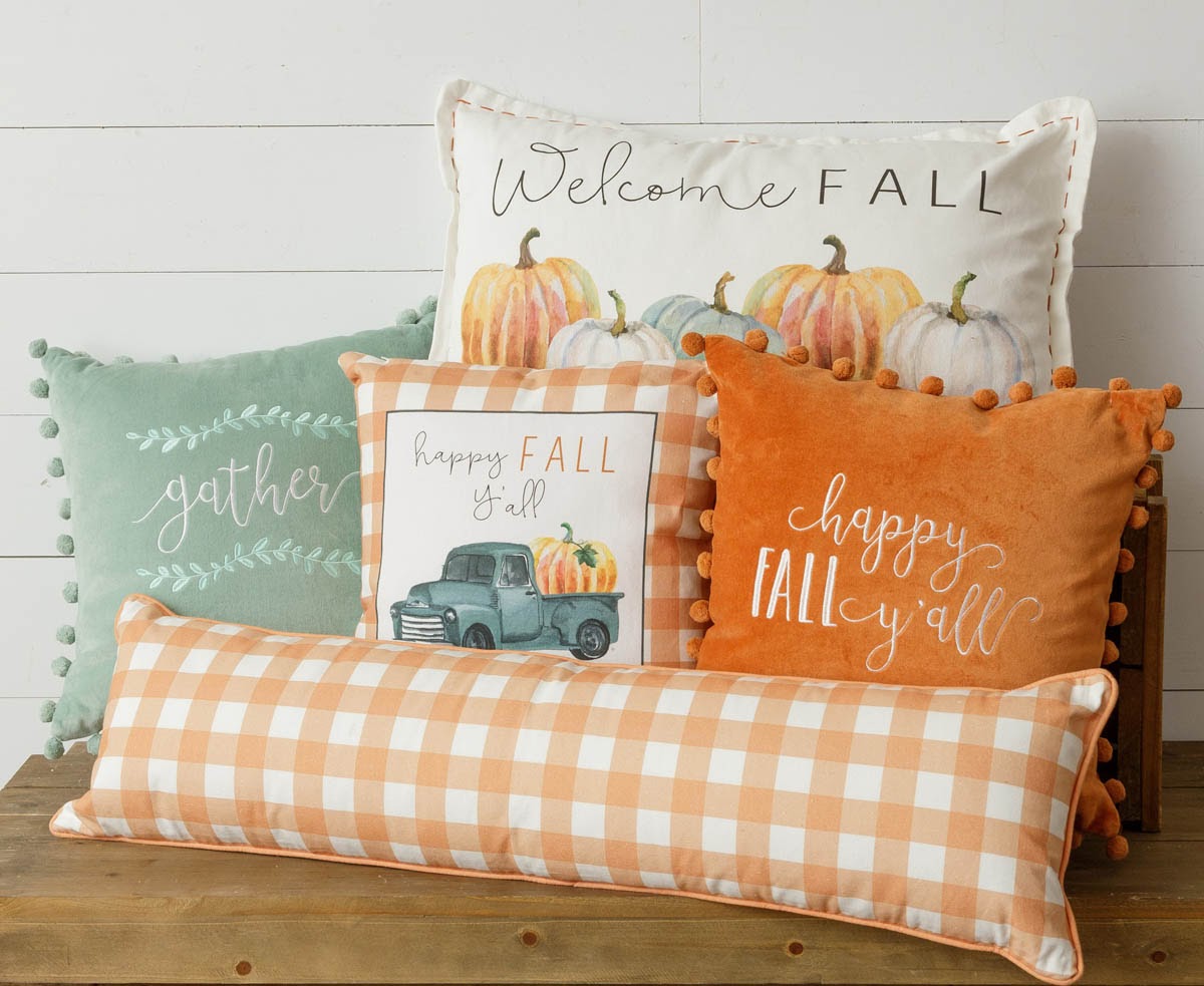 Orange Buffalo Plaid Lumbar Pillow - Thumbnail 2