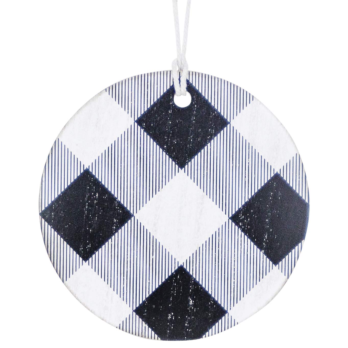 Buffalo Plaid Round Wood Ornament
