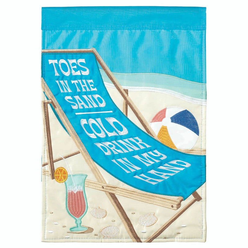 Toes in the Sand, Cold Drink in my Hand - Double Appliqué Garden Flag - Monogram Market