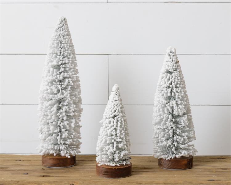 Bottle Brush Christmas Trees, Flocked - Monogram Market