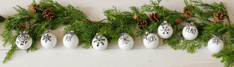 White & Black Plaid Winter Ornaments - Monogram Market