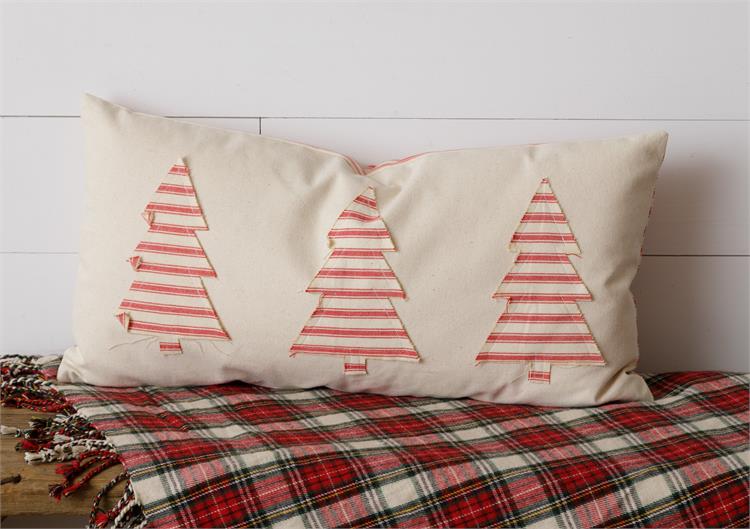 Red Stripe Christmas Tree Pillow - Monogram Market