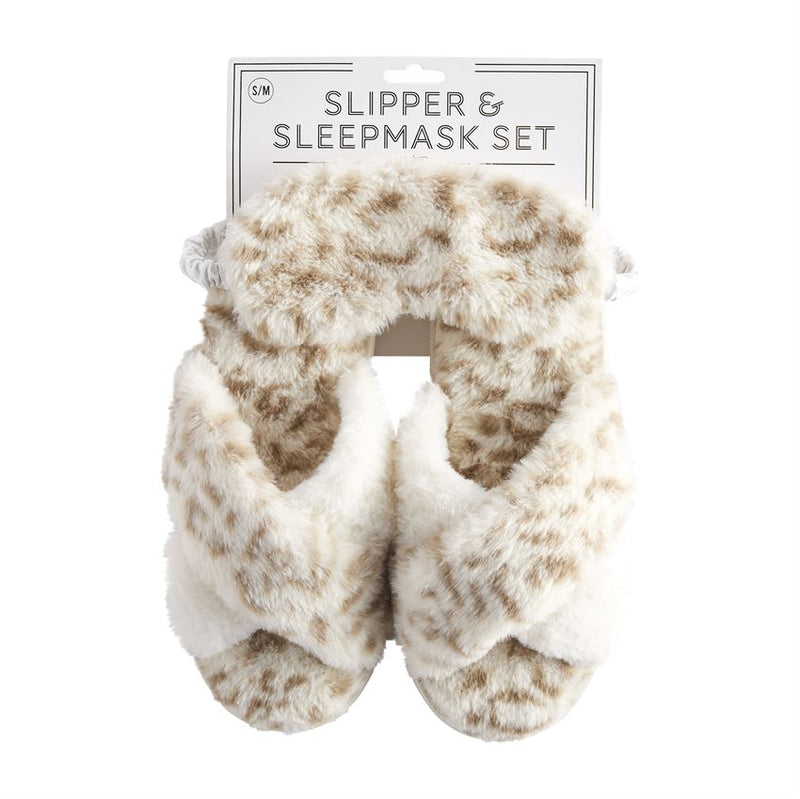 Mud Pie - Leopard Slippers & Sleep Mask Set - Monogram Market