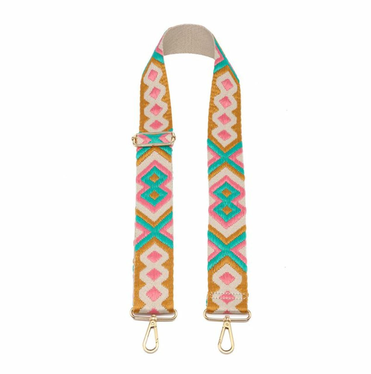 Guitar Strap, Pink & Green Aztec