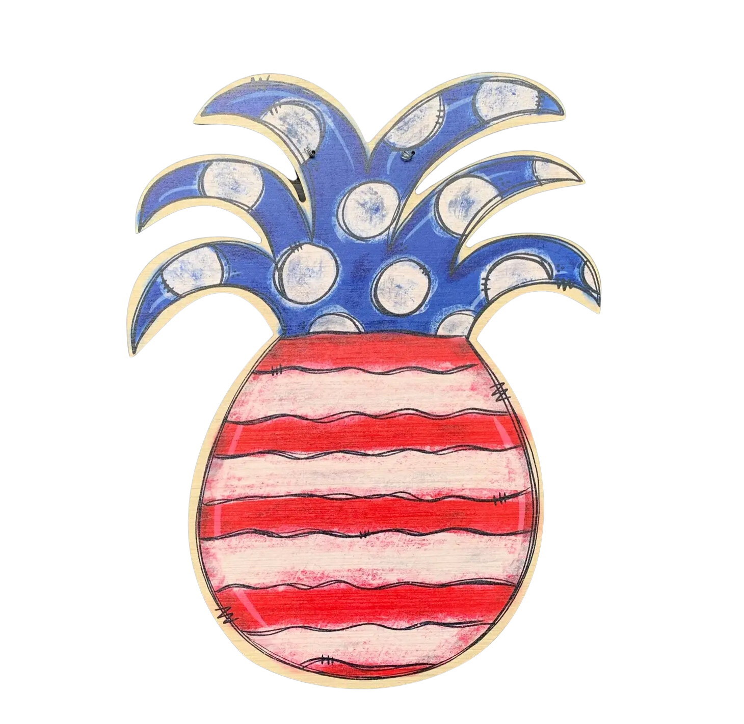 Patriotic Pineapple Wooden Door Hanger