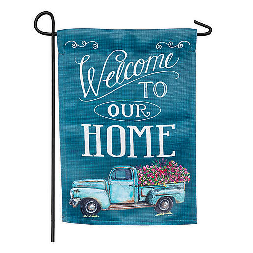 Floral Truck Welcome Garden Suede Flag