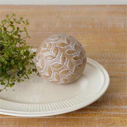 Decorative Accent Ball w/Leaf Pattern - Monogram Market