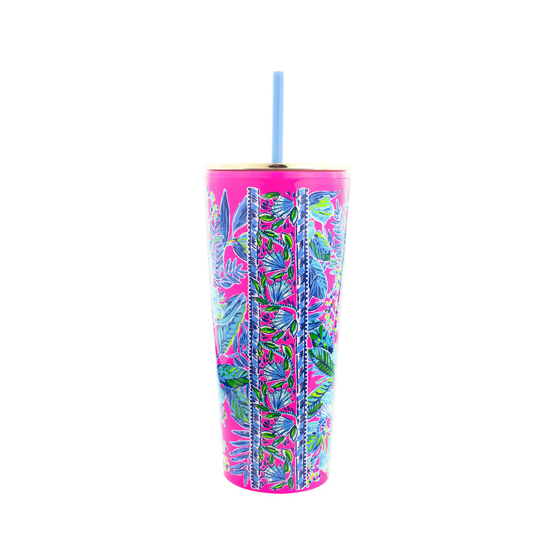 Lilly Pulitzer Acrylic Tumbler with Straw, Lil Earned Stripes - Monogram Market