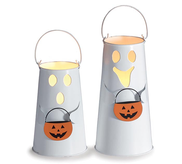 Halloween Ghost Candleholders w/Treat Bags - Monogram Market