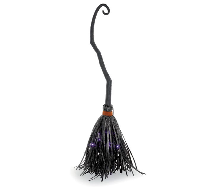 Halloween Broom with Purple LED Lights - Monogram Market