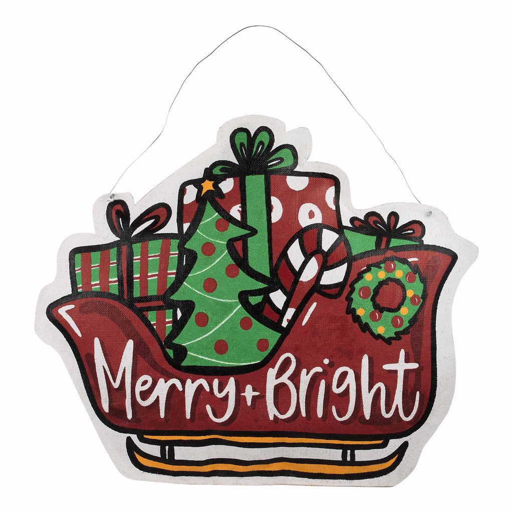 Reversible Christmas Sleigh & Thankful Cart Door Hanger - Monogram Market
