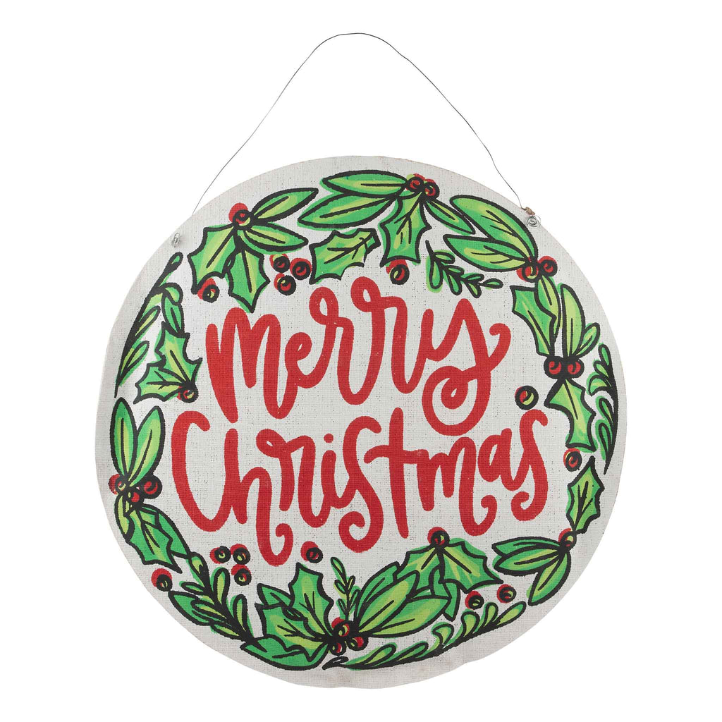 Reversible Give Thanks Pumpkin & Christmas Holly Door Hanger - Monogram Market