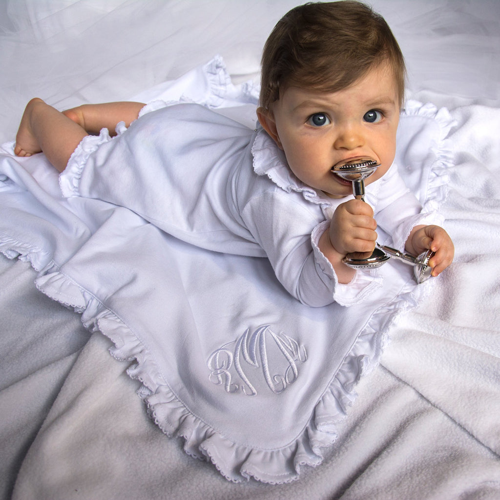 Baby Blanket with Ruffle Trim - Monogram Market