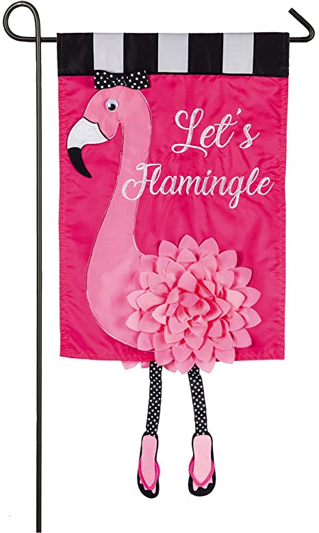 Let's Flamingle Garden Applique Flag - Monogram Market